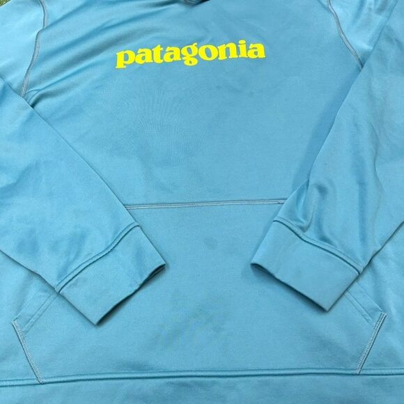 Patagonia Womens Spellout Hoodie Size XL Pullover Logo Teal - Picture 2 of 8